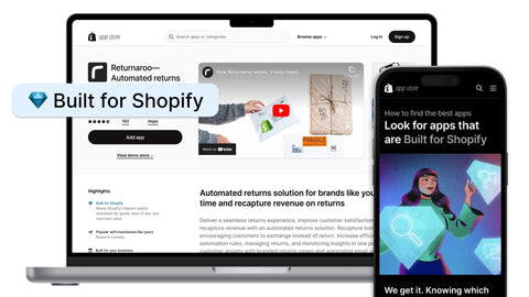 создан для магазина приложений Shopify на ноутбуке и смартфоне