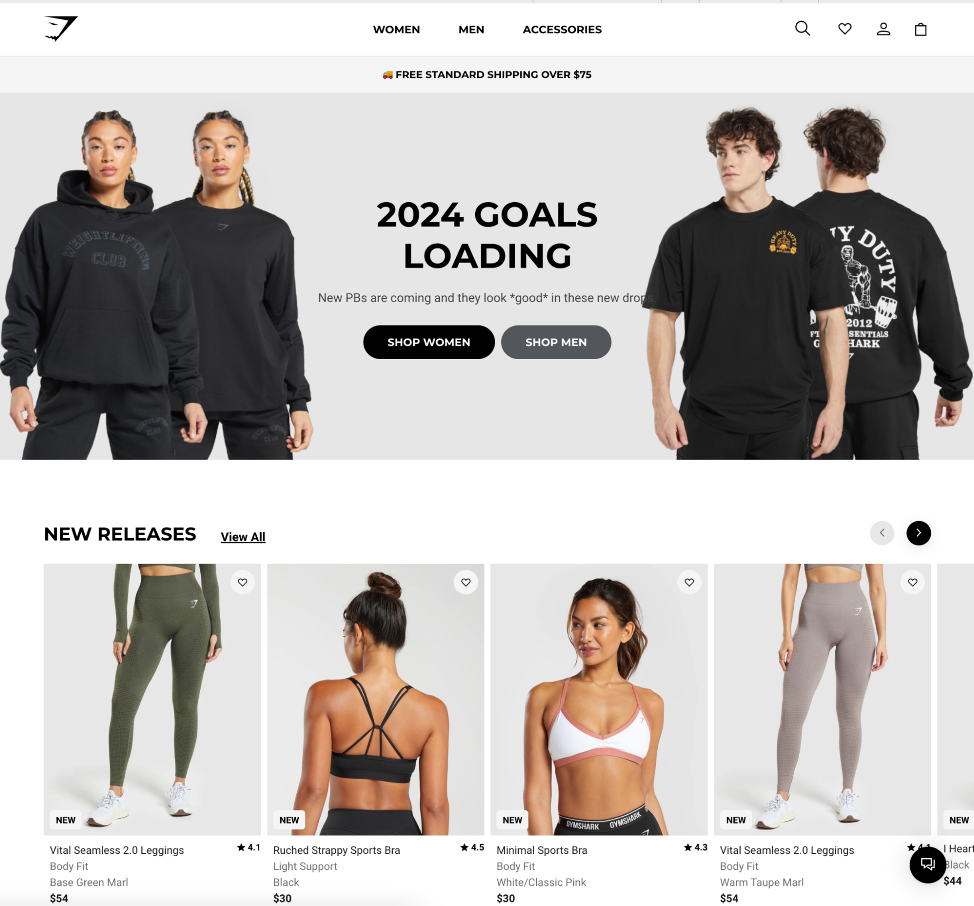 Изображение Gymshark домашняя страница с отличным UX/UI