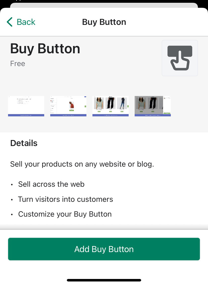 Добавить экран кнопки покупки в мобильном приложении Shopify