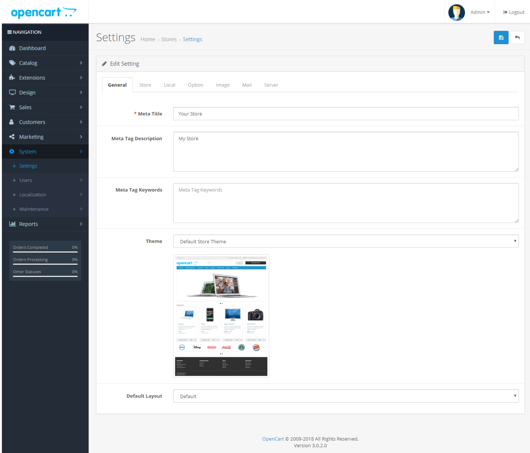  Екран завантаження продукту на платформі електронної комерції Opencart