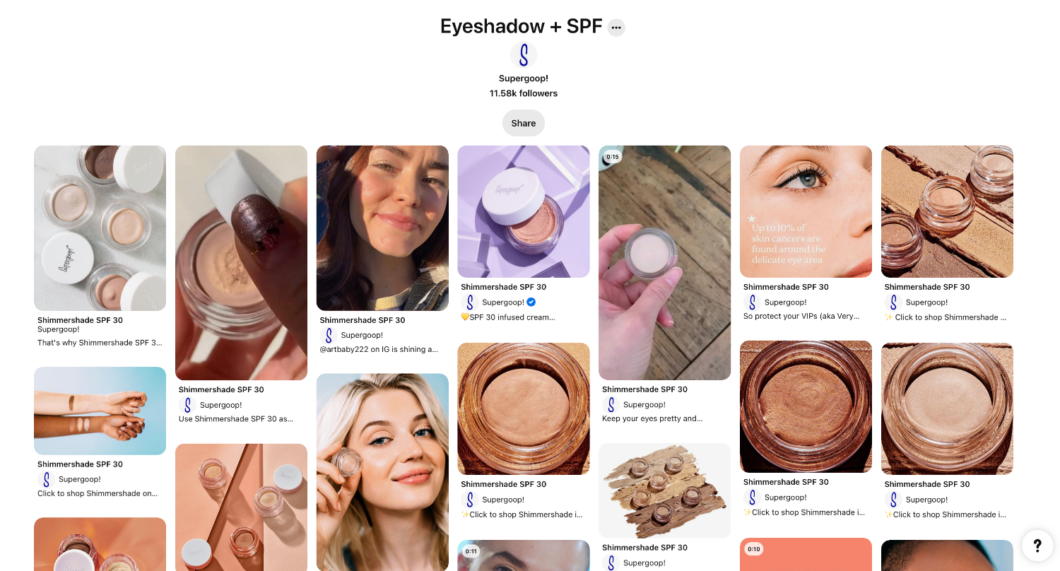 Доска Pinterest от бренда Supergoop