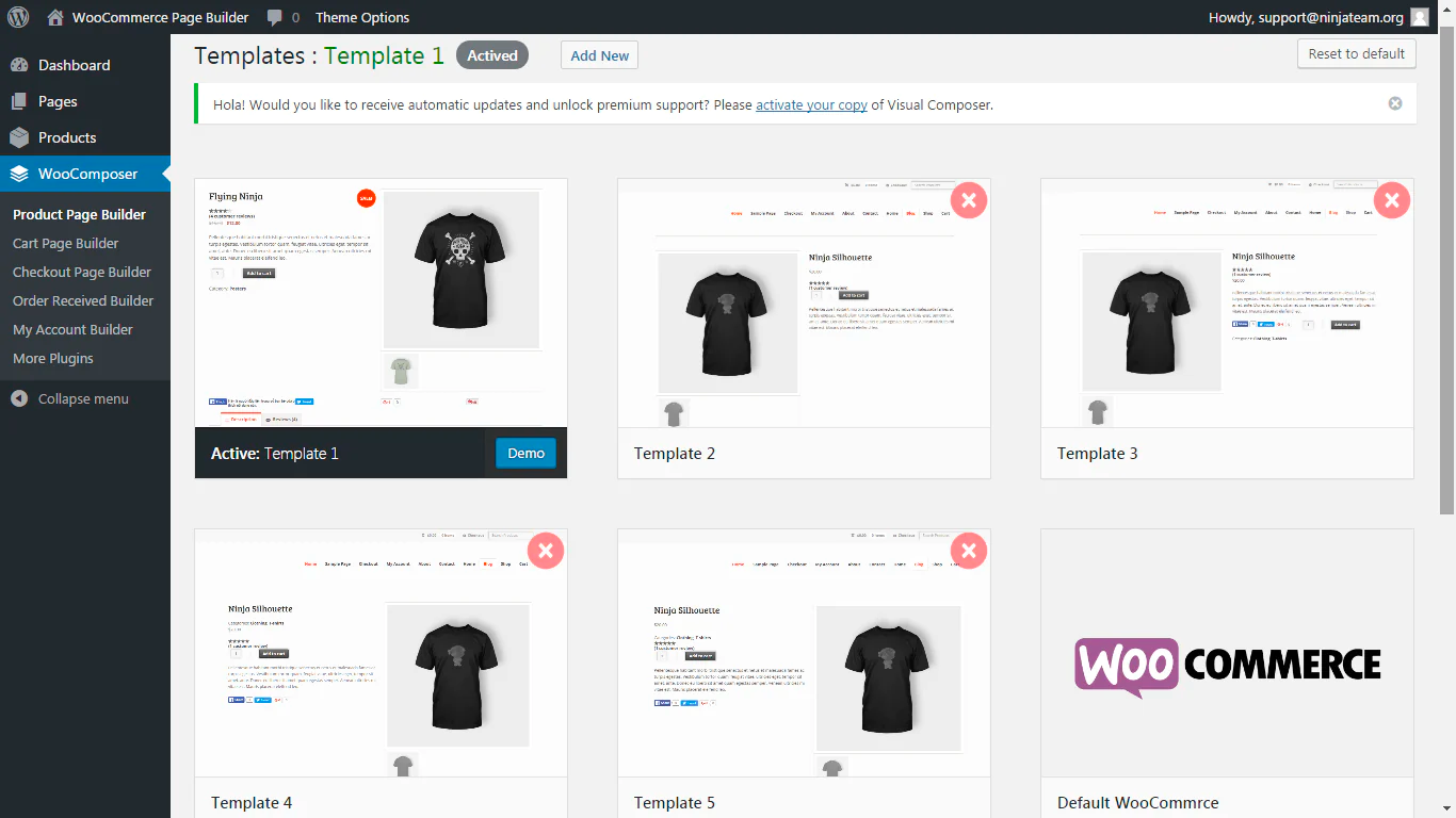 Конструктор сторінок WooCommerce, що показує параметри продукту.